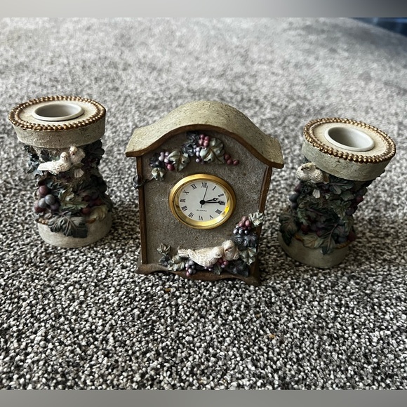 1997 Pat’s Home and Garden Clock and Candle Holders - Picture 2 of 9